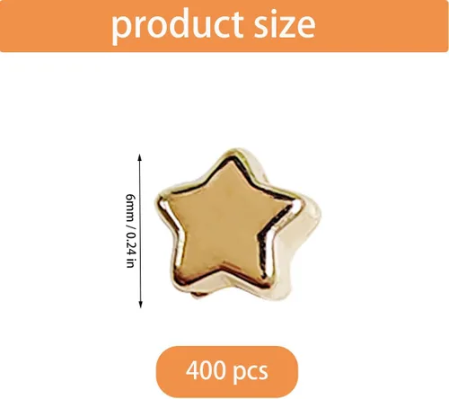 Miniatura 4 de 400 cuentas espaciadoras en forma de estrella, accesorios de cuentas espaciadoras de estrellas de 0.236 in (dorado)