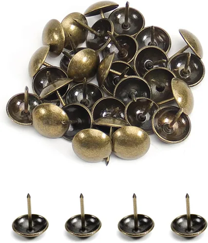 Miniatura 6 de 20 tachuelas redondas para tapicería de 0.748 in de diámetro de la cabeza, hierro galvanizado, estilo vintage, metal de 0.906 in/0.91 pulgadas