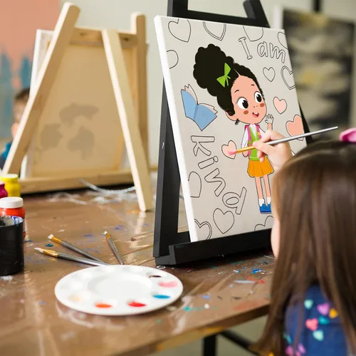 Miniatura 7 de Tatuo 6 lienzos predibujados para mujeres negras para pintar de 8 x 10 pulgadas, kit de pintura y sorbo de contorno estirado para adultos, regalos