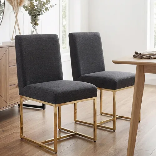 Miniatura 16 de HNY Juego de 2 sillas de cocina modernas, silla de cocina y comedor de cuero PU, silla de comedor tapizada silla auxiliar con marco de metal