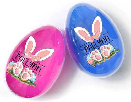 Miniatura 10 de Artsadd Huevo de Pascua de madera personalizado – Huevo de madera grabado con láser personalizado para niños y niños pequeños, relleno de cesta