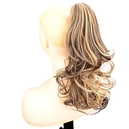 Miniatura 2 de Extensiones de cola de caballo cortas con clip, onduladas, rizadas y onduladas, sintéticas envolventes con clip, de 13 pulgadas, para mujeres