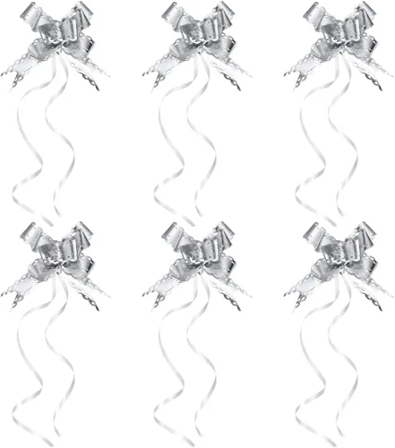 Miniatura 11 de PATIKIL Lazos iridiscentes de 2.2 pulgadas, paquete de 40 lazos de cuerda para envolver regalos, corbatín decorativo para bodas, fiestas, Azul claro