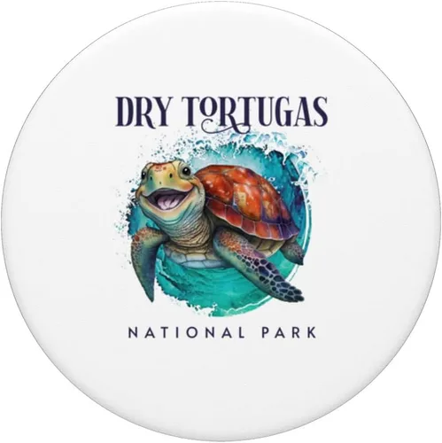 Miniatura 3 de Dry Tortugas National Park Watercolor Happy Sea Turtle PopSockets Swappable PopGrip