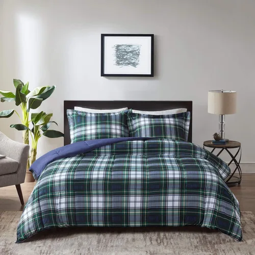 Miniatura 10 de Madison Park Essentials - Juego de ropa de cama con edredón a cuadros Parkston, funda a juego, cubierta antimanchas Scotchguard 3M, hipoalergénico