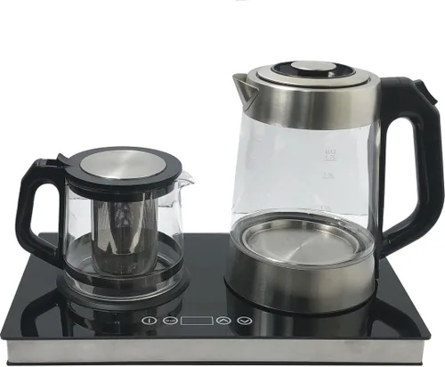 Cocina eléctrica de Oriente Medio, persa, iraní, ruso, árabe turco, eléctrico, inalámbrico, Samovar, acero inoxidable, vidrio doble, hervidor de