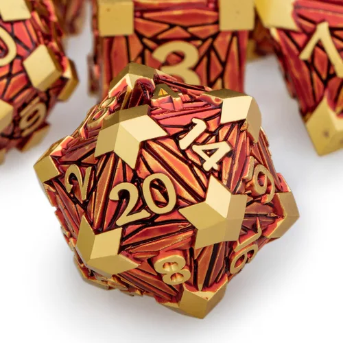 Miniatura 16 de Juego de dados de metal de 7 piezas con caja, dados D y D rojos para Debris RPG para juegos de mesa D&D, juego de rol, juego de dados poliédricos