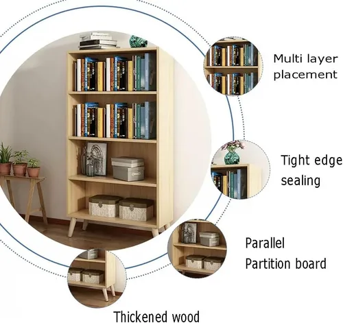 Miniatura 3 de Estantería de madera abierta, estante de 3/4/5 niveles con patas, organizador de almacenamiento extraíble para el hogar, estantería de cubos