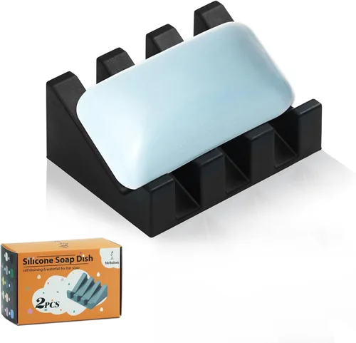 Jabonera de silicona para jabón en barra, soporte para jabón para ducha y baño, bandeja autodrenante en cascada para secado, mantiene las pastillas