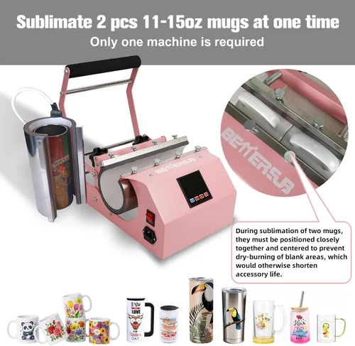 Miniatura 4 de BetterSub Máquina de Prensa de Calor 3 en 1 para Vasos Tumbler de 30 OZ 20 OZ 16 OZ Sublimación Vasos Tumbler Rectos Delgados de 3 OZ 1.5 OZ Vasos