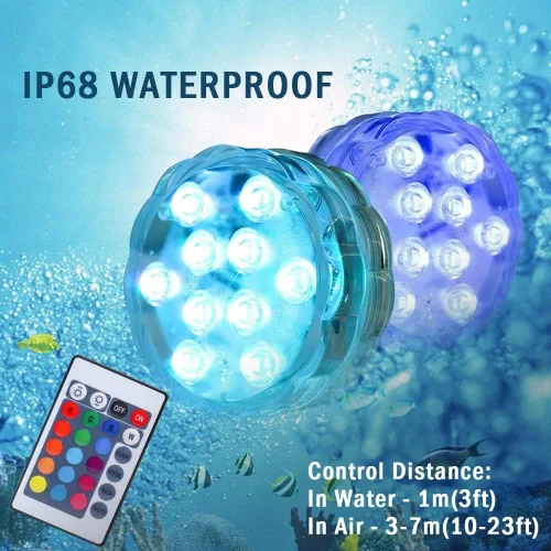 Miniatura 4 de AquaMiracle Luces LED sumergibles con mando a distancia, impermeables, operadas por batería, luces multicolor que cambian de color para jacuzzi