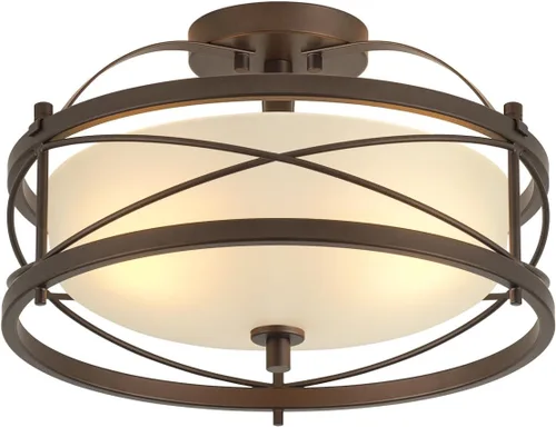 Miniatura 8 de Accesorios de luz de tambor para entrada, lámpara de techo rústica de montaje semiempotrado para pasillo, sala de estar, dormitorio, cocina (negro)