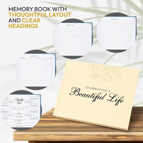 Miniatura 5 de Libro de invitados Only Zest Celebración de la Vida – Libro de invitados funerario para servicio conmemorativo Letrero de registro en memoria