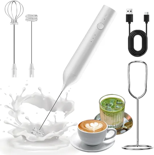 Miniatura 8 de Rechargeable Handheld Milk Frother for Coffee, Hand Frother with Stand, Drink Mixer Frother Wand Electric Whisk Stirrer for Latte, Matcha