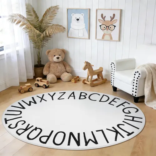 Miniatura 20 de Topotdor Alfombra redonda de juego para niños, del alfabeto, alfombra de área para guardería, alfombra de juego extra grande y suave para dormitorio