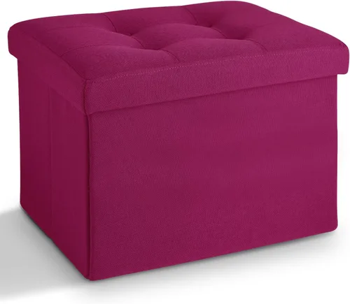 Miniatura 20 de LINMAGCO Taburete otomano plegable de almacenamiento, reposapiés de terciopelo con acolchado moderno otomano con almacenamiento para sala de estar