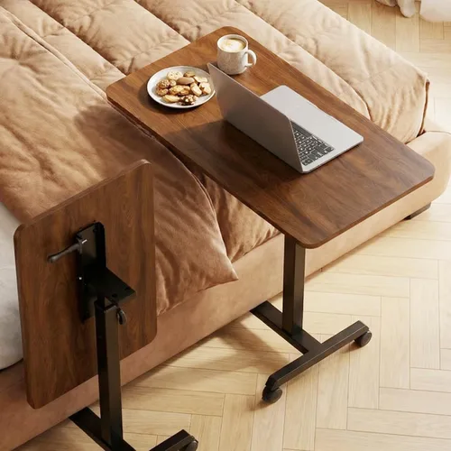 GTPLAYER Escritorio de pie pequeño, mesa plegable de 24 pulgadas para computadora portátil con ruedas bloqueables, altura ajustable, mesa de noche