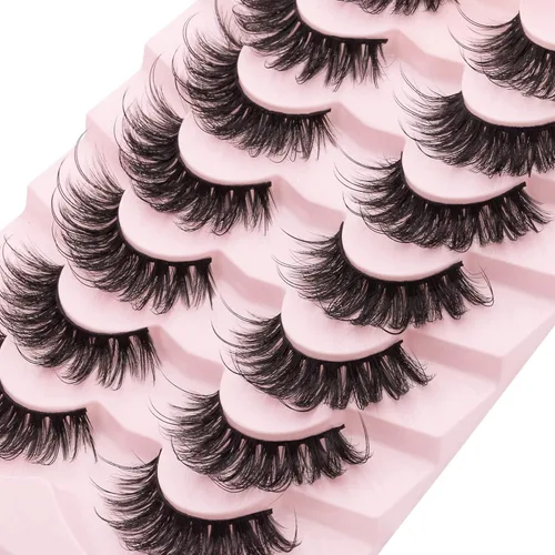 Miniatura 2 de DYSILK Pestañas de visón esponjosas, pestañas de ojos, 7 pares de pestañas dramáticas 8D, pestañas de visón sintético, pestañas naturales, largas