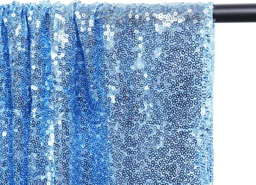 Miniatura 8 de Poise3EHome Cortina de Fondo de Lentejuelas Azul Bebé, Cortina de Fondo de Fotografía de Lentejuelas de 8 pies x 10 pies para Decoración de Fiestas