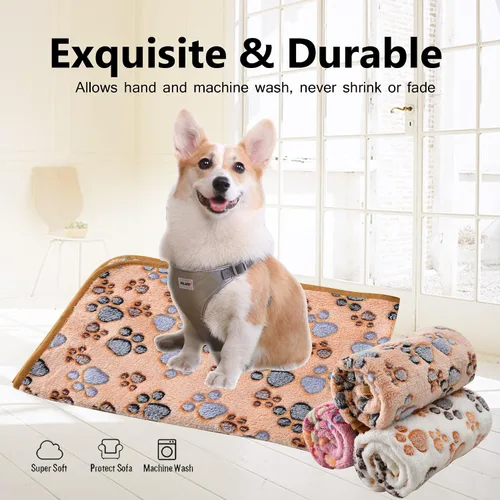 Miniatura 4 de DOOVID Manta para mascotas, suave y esponjosa de forro polar para mascotas, manta de franela para perros y gatos, manta para mascotas con estampado