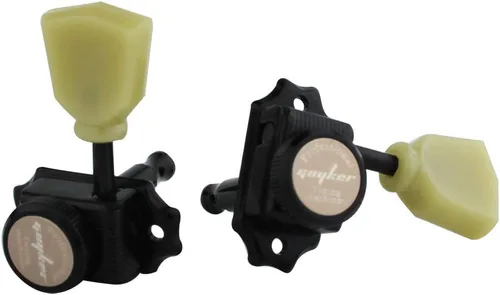 Miniatura 5 de Guyker Cabezales de Máquina de Guitarra con Bloqueo (3R + 3L) – Proporción 1:15 Llave de Afinación Vintage Deluxe con Clavijas de Repuesto