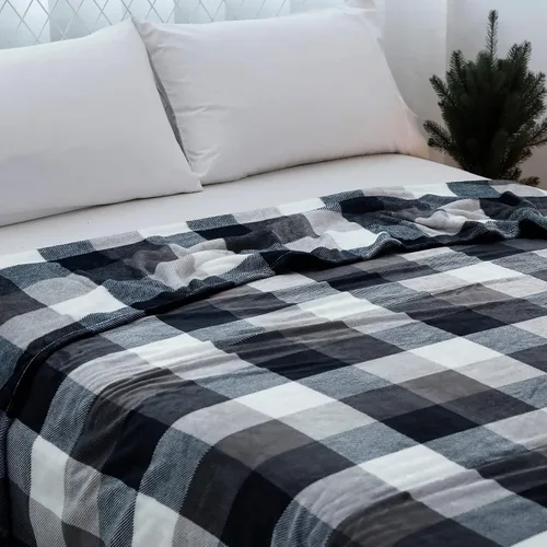 Miniatura 6 de SOCHOW Buffalo - Manta de franela de forro polar de 50 x 60 pulgadas, suave, ligera, acogedora para todas las estaciones, color negro y blanco a