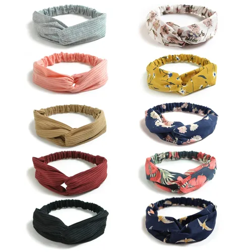 Miniatura 12 de DRESHOW - Paquete de 10 diademas para mujer con diseño entrecruzado vintage, estilo bohemio, trenzadas, elásticas, accesorios para el cabello