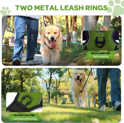 Miniatura 4 de FURRYFECTION Arnés a cuadros para perros pequeños, chaleco reflectante ajustable sin tirones para mascotas con clip frontal, correa, asa de fácil