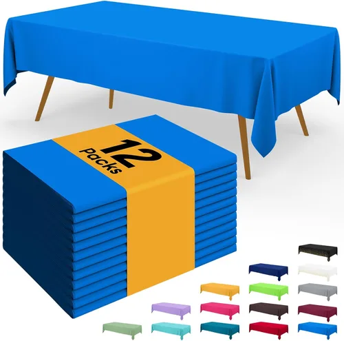 Miniatura 58 de Smiry - Juego de 6 manteles desechables, 54 x 78 pulgadas, manteles impermeables rectangulares para fiestas, cubierta de mesa de plástico