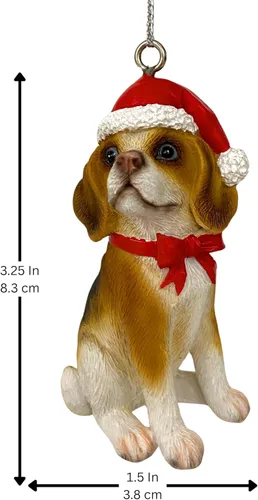 Miniatura 5 de Yuletide Designs Figura de perro adornos de Navidad con sombreros de Papá Noel