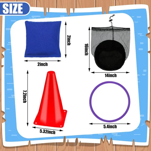 Miniatura 4 de Juego de 53 piezas para césped al aire libre, carnaval, sacos de patatas, bolsas de carreras de huevos y cucharas, anillo de carrera, bolsa