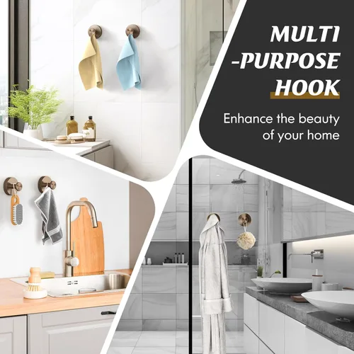 Miniatura 2 de MOTAIPEAK Ganchos de ventosa para ducha, 2 ganchos de succión para toallas de ducha, ganchos para toallas sin taladrar para pared de baño, cocina, 2