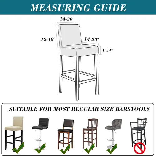 Miniatura 6 de Fundas para taburetes de bar, paquete de 2 fundas elásticas impermeables de poliuretano con respaldo, fundas extraíbles para taburetes de bar