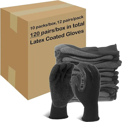 Miniatura 10 de Evridwear Guantes de trabajo de seguridad con recubrimiento de goma de látex arrugado aplicado a mano para hombres y mujeres, uso general múltiple
