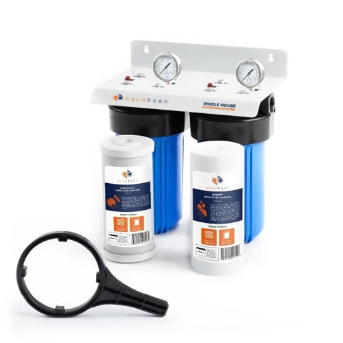 Miniatura 16 de Aquaboon Sistema de filtro de agua de 2 etapas para toda la casa con 5 micrones, 10 x 4.5, antiincrustación, purificación de agua de sedimentos