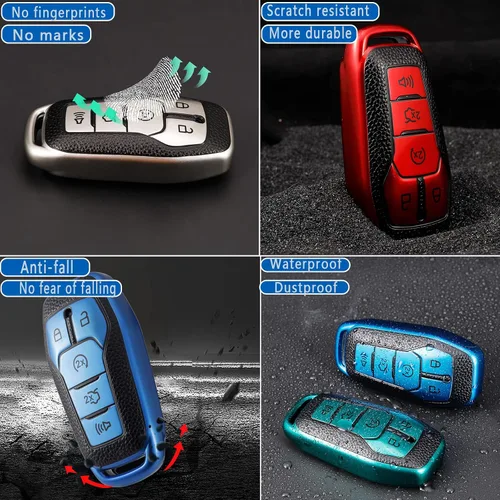 Miniatura 5 de Funda para llavero Ford de TPU suave con llavero de cuero, funda protectora completa, funda de llavero inteligente para Ford Lincoln MKZ MKC MKX