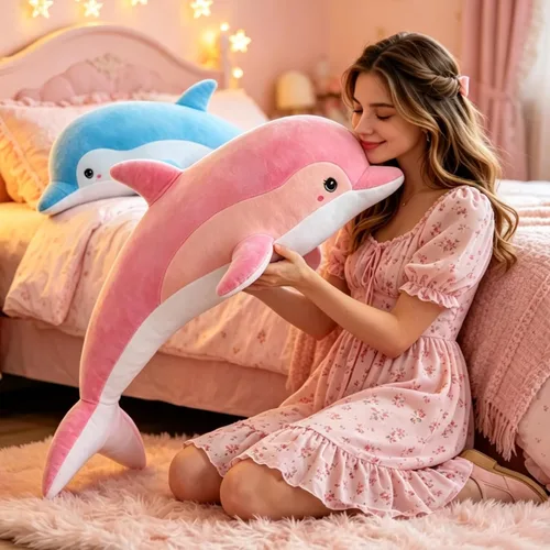 Miniatura 4 de RYOLOY Almohada de peluche de delfín, almohada gigante de peluche de 39.3 pulgadas, suave felpa del océano marino, regalos para todas las edades