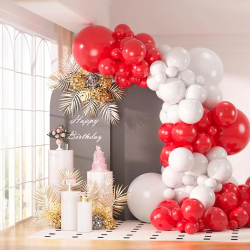Miniatura 9 de Kit de guirnalda de globos de 130 piezas en rosa pastel y blanco - Globos de látex blancos y rosas de diferentes tamaños de 18/12/10/5 pulgadas