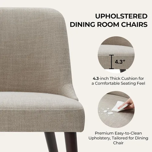 Miniatura 4 de CHITA Mid-Century Modern Dining Chair, Upholstered Fabric Accent Chair for Dining Room, Set of 6, Beige Niebla en tejido contemporáneo