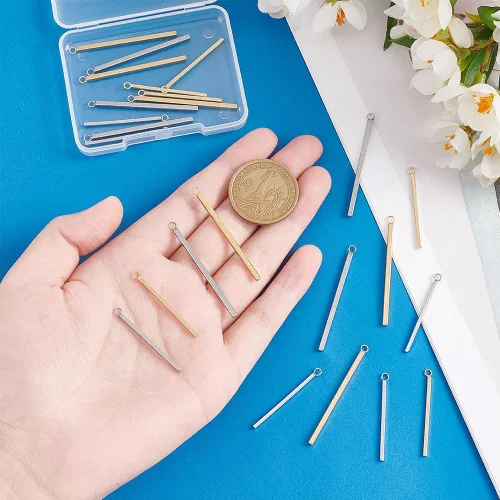 Miniatura 4 de UNICRAFTALE Metal Bar Charms Stainless Steel Bar Pendants Golden & Stainless Steel Color Charms Metal Necklace DIY Pendant for Earrings Jewelry