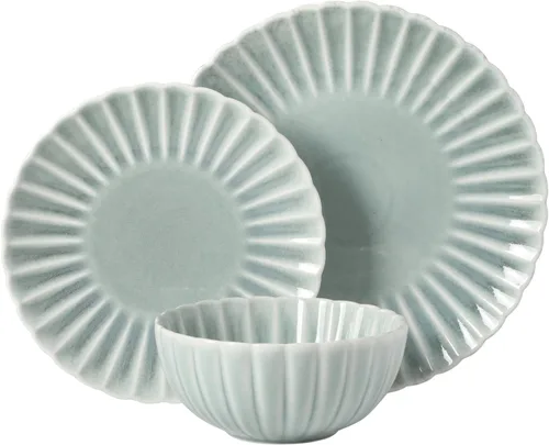 Miniatura 8 de Gibson Elite Peach Orchard 12-Piece New Bone China Dinnerware Set Service for 4, Embossed Fluted Plates and Bowls, Dishwasher and Microwave Safe