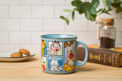 Miniatura 7 de Silver Buffalo - Taza de café de cerámica estilo cámper con Garfield, Odie, Arlene, Nermal y Jon, 20 onzas Personajes de Garfield