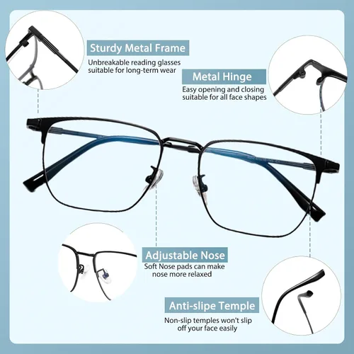 Miniatura 4 de Gafas de lectura fotocromáticas progresivas multifocales para hombres Lector de transición de luz azul Gafas de sol multifocales