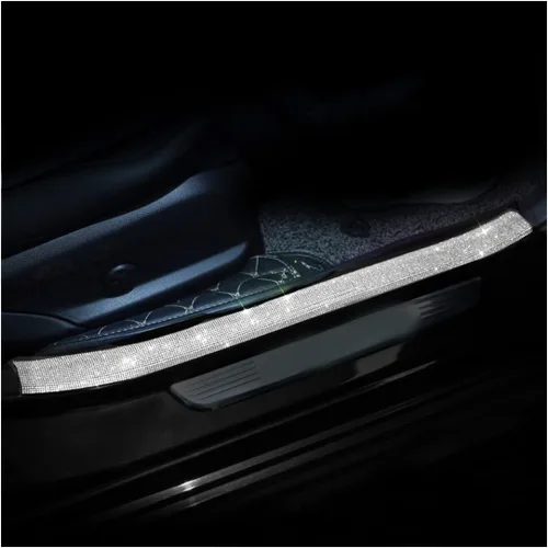 Miniatura 11 de 2 protectores de entrada para el borde de la puerta del automóvil, adhesivo anticolisión brillante, tira protectora para el umbral de la puerta