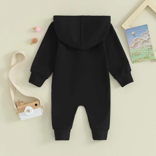 Miniatura 4 de Ehfomius Ropa básica para bebé recién nacido, con cremallera, de manga larga, con capucha, mameluco de una pieza para otoño e invierno