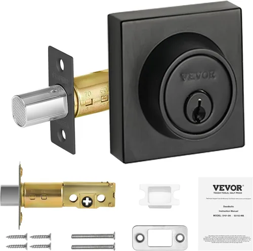 Miniatura 9 de VEVOR Cerradura de pestillo, pestillo cuadrado de un solo cilindro, con llave de 1 lado, se adapta a puertas interiores y exteriores