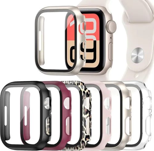 Miniatura 24 de Paquete de 6 fundas para Apple Watch SE 3 (2025)/SE 2/SE/Series 6/5/4 de 40 mm con protector de pantalla de vidrio templado, funda protectora