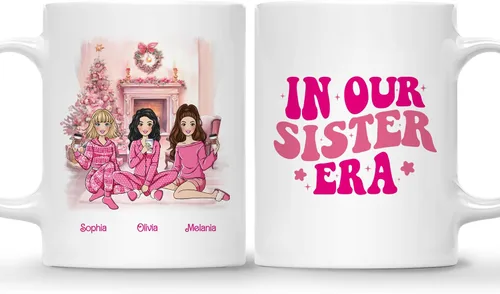 Miniatura 21 de Gossby Taza de café de Navidad personalizada para amigas, regalo de amistad de Navidad personalizado para 2 mejores amigos con diseño, nombre, taza
