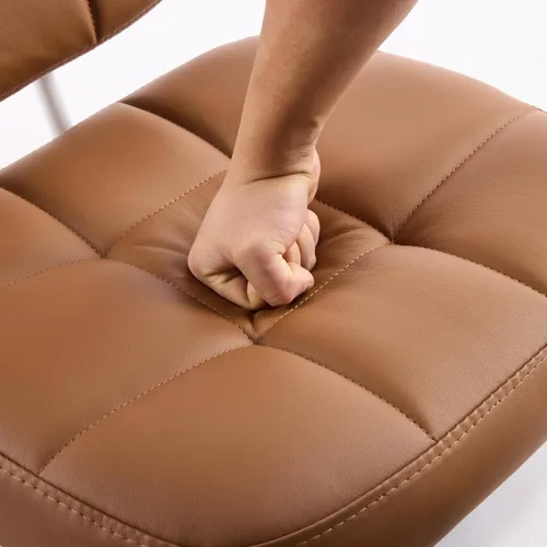 Miniatura 9 de VINGLI Silla de escritorio pequeña compacta, bonita silla sin brazos con ruedas, silla de tocador con respaldo bajo, silla de trabajo de altura Café