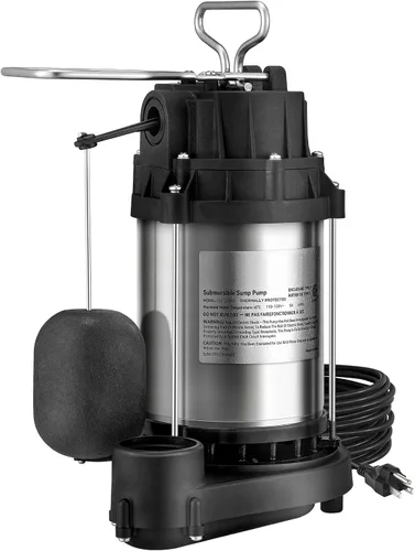 VEVOR Bomba de sumidero sumergible de 1/2 HP, bomba de sumidero con superficie de acero inoxidable, cable de alimentación de 10 pies, descarga NPT
